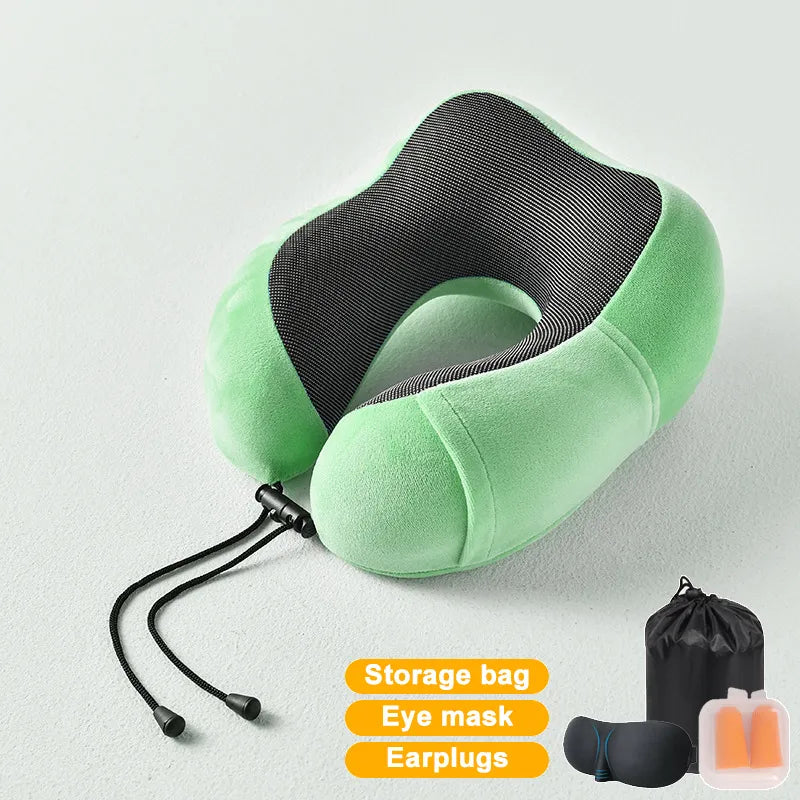 Ultimate Comfort in the Skies: Inflatable Memory Foam U-Shape Travel Pillow