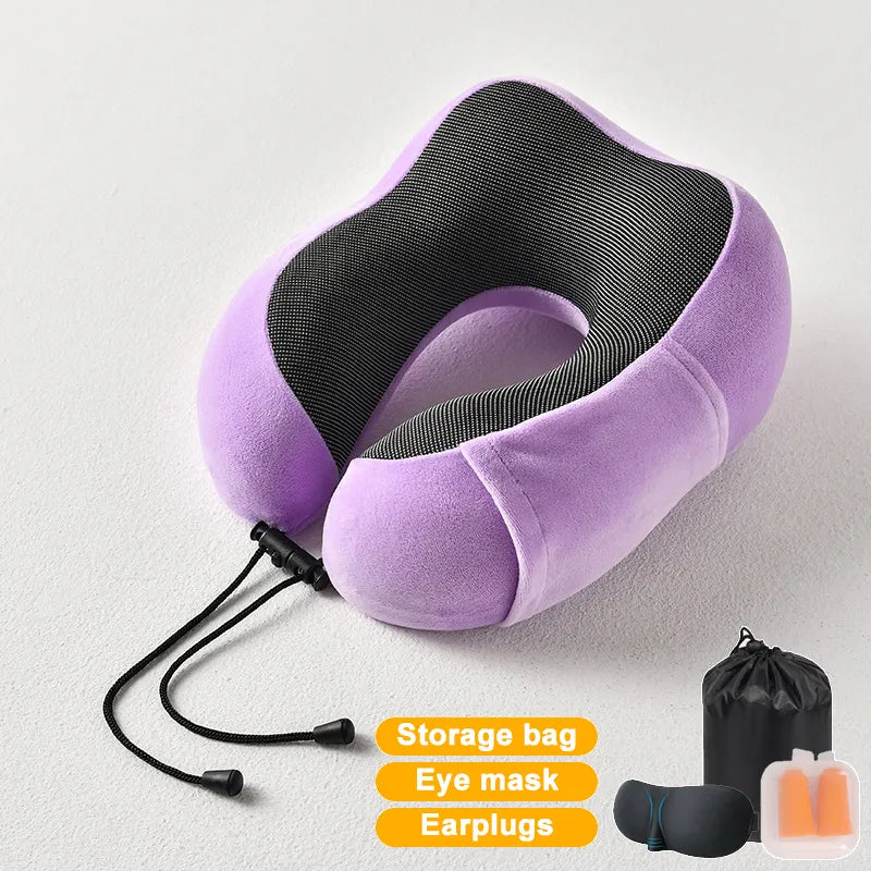 Ultimate Comfort in the Skies: Inflatable Memory Foam U-Shape Travel Pillow