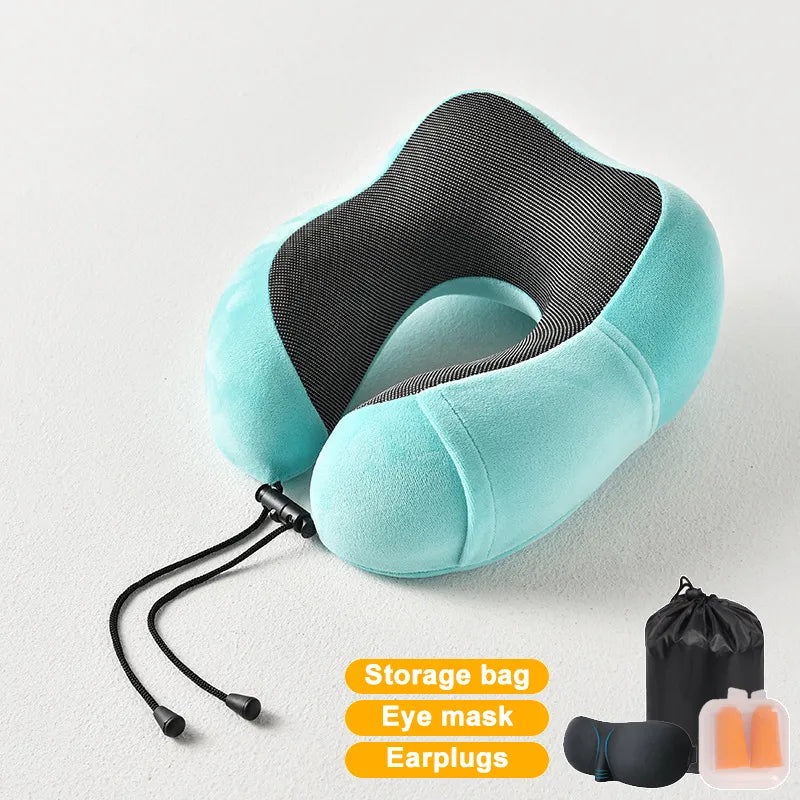 Ultimate Comfort in the Skies: Inflatable Memory Foam U-Shape Travel Pillow