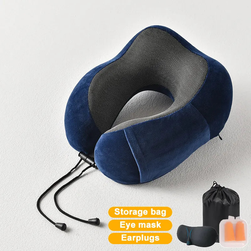 Ultimate Comfort in the Skies: Inflatable Memory Foam U-Shape Travel Pillow