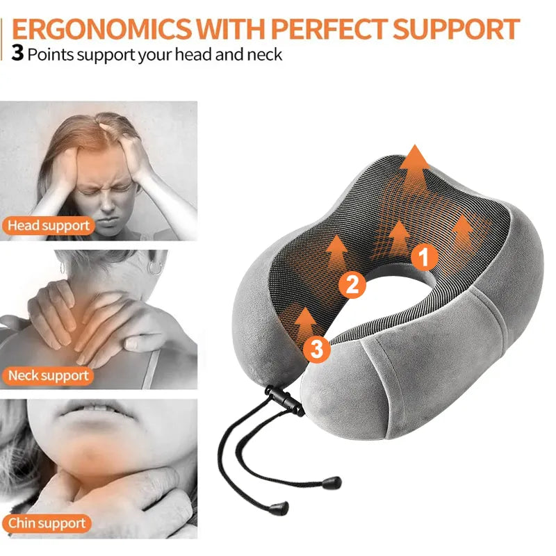 Ultimate Comfort in the Skies: Inflatable Memory Foam U-Shape Travel Pillow