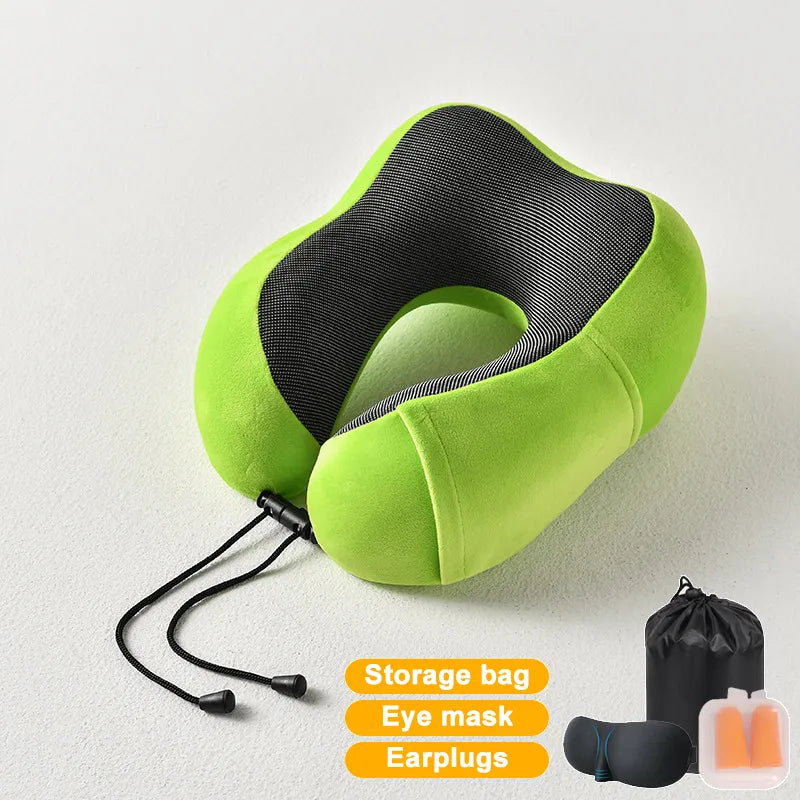 Ultimate Comfort in the Skies: Inflatable Memory Foam U-Shape Travel Pillow