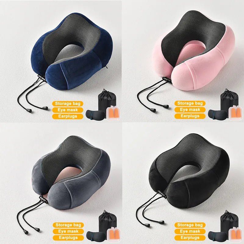 Ultimate Comfort in the Skies: Inflatable Memory Foam U-Shape Travel Pillow