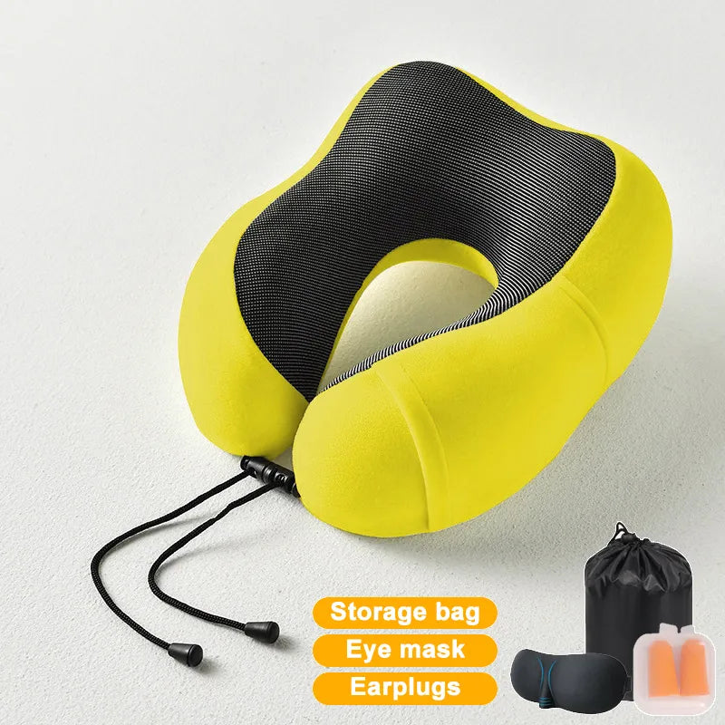 Ultimate Comfort in the Skies: Inflatable Memory Foam U-Shape Travel Pillow