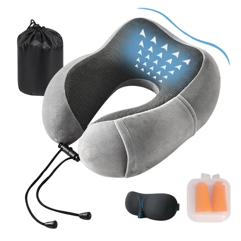 Ultimate Comfort in the Skies: Inflatable Memory Foam U-Shape Travel Pillow