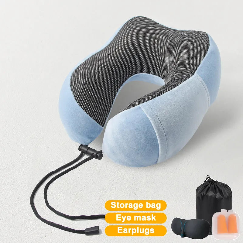 Ultimate Comfort in the Skies: Inflatable Memory Foam U-Shape Travel Pillow