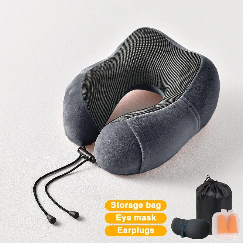 Ultimate Comfort in the Skies: Inflatable Memory Foam U-Shape Travel Pillow