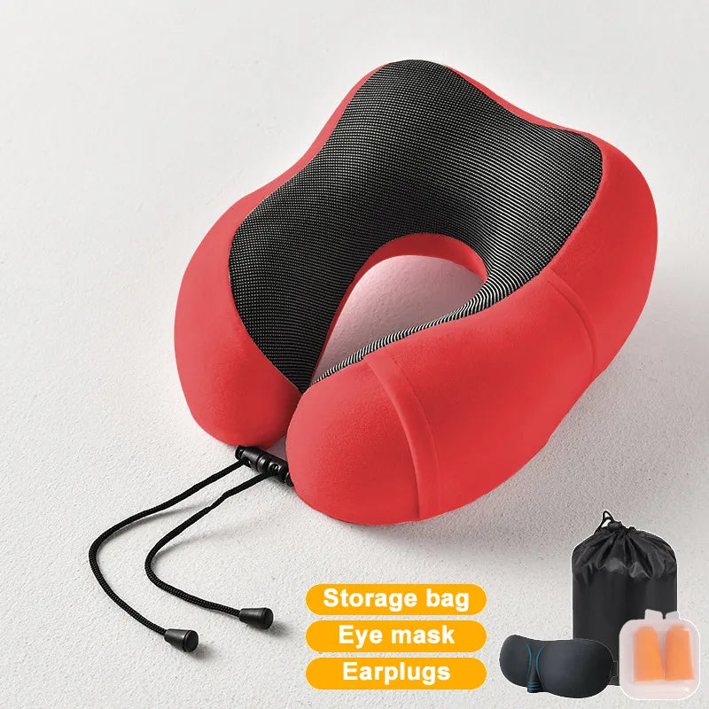 Ultimate Comfort in the Skies: Inflatable Memory Foam U-Shape Travel Pillow