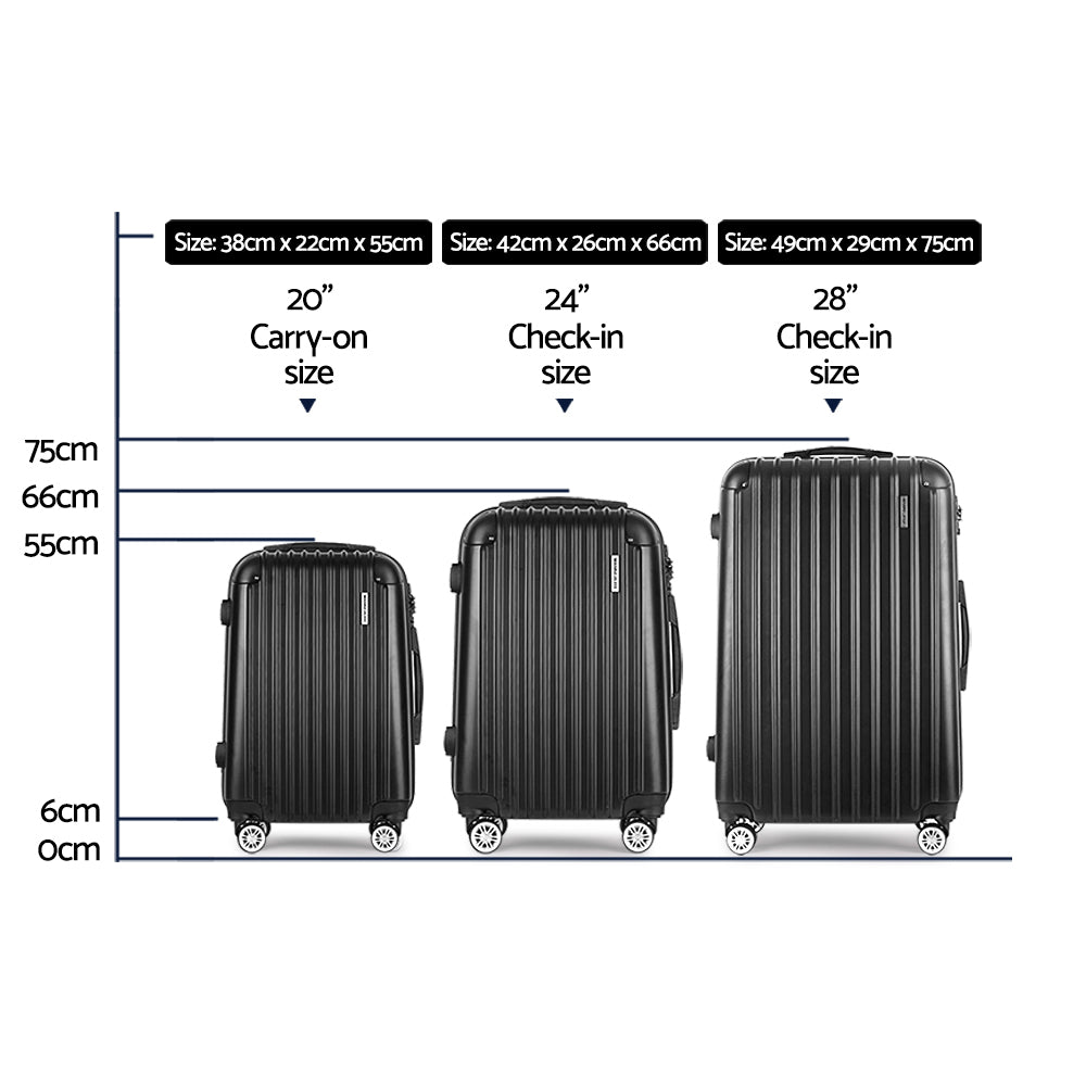 Palawan 3pc Hard Case Luggage Set with Storage Organiser