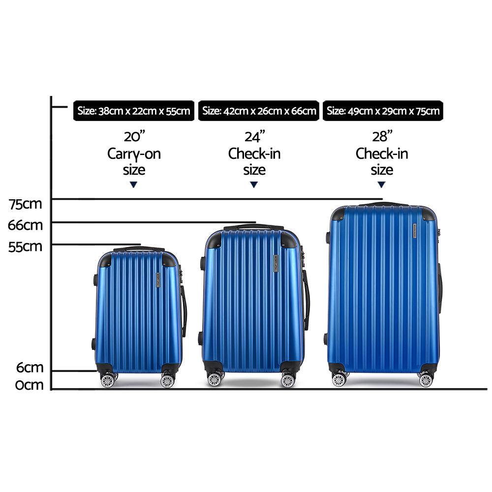 Bahamas 3pc Hard Case Luggage Set and Storage Organiser