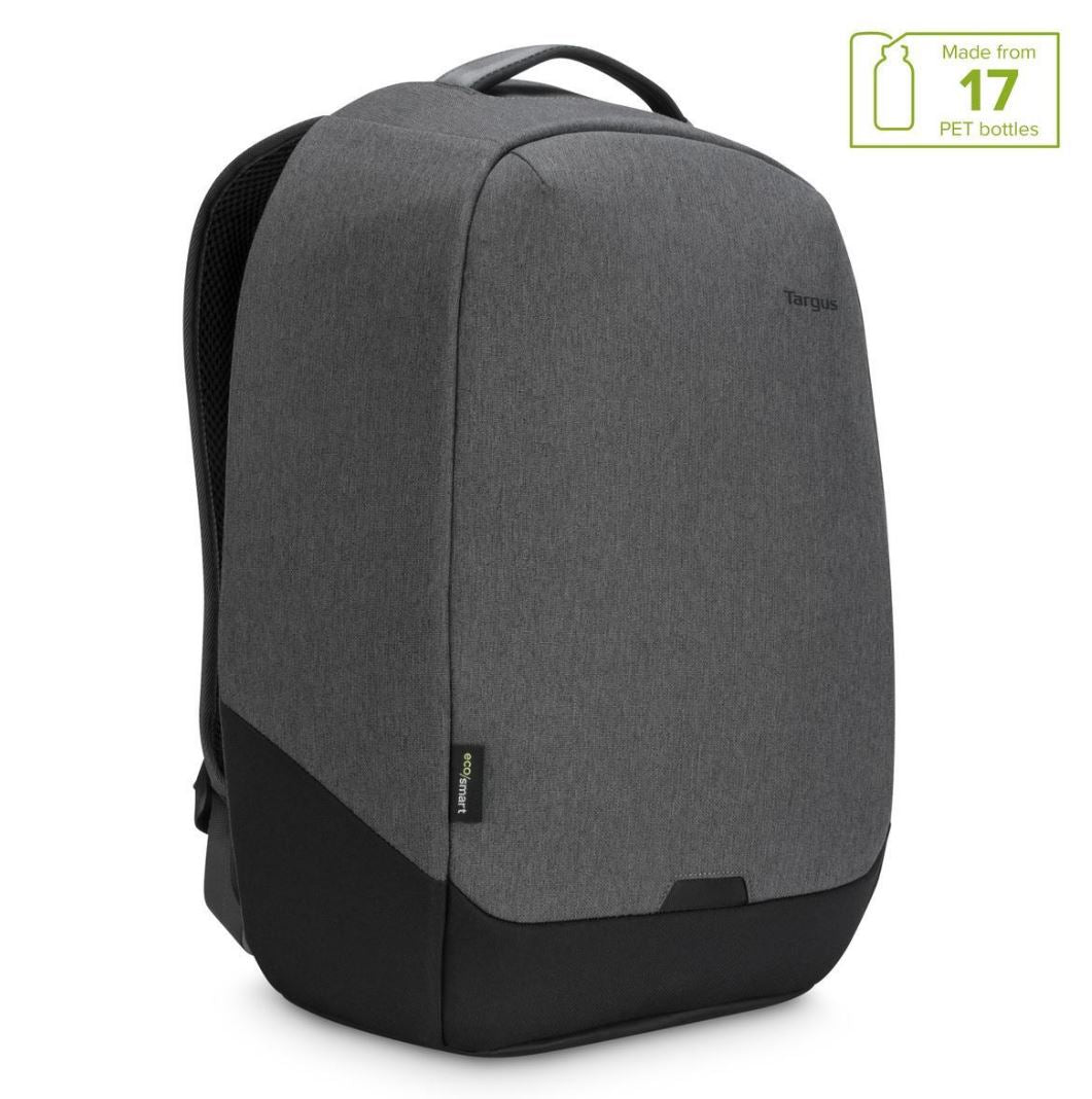 TARGUS 15.6' Cypress EcoSmart Security Backpack for Laptop Notebook Tablet - Up to 15.6', Made with 17 Recycled Pastic Water Bottles - Grey 21L